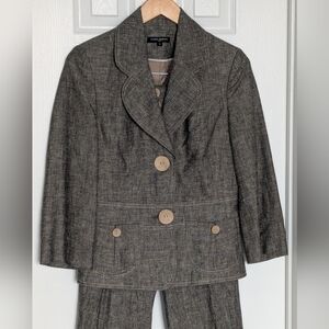 Mario Serrani Women's Brown/Tan 2-Piece Pantsuit Blazer/Jacket & Pants